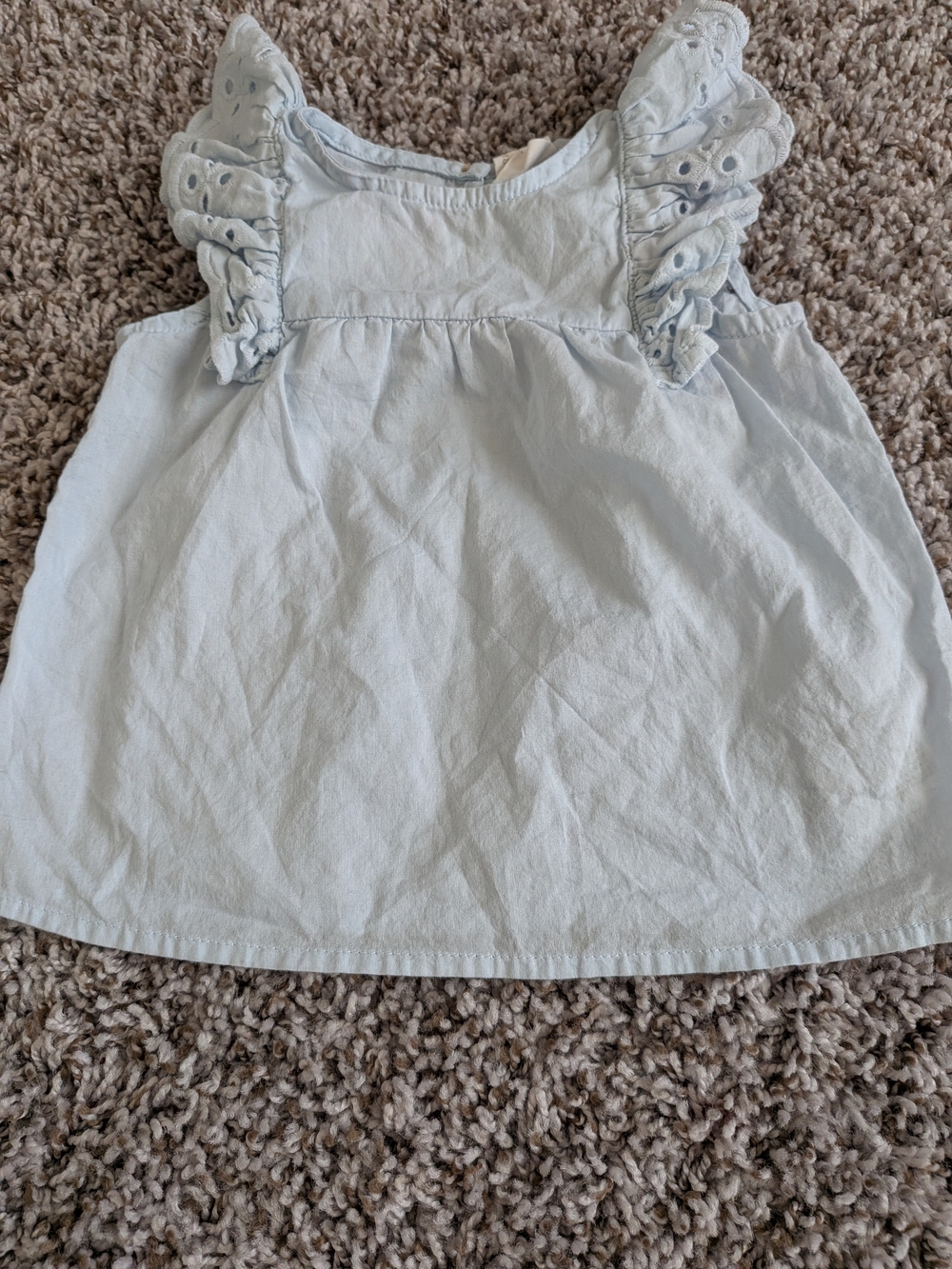 H&M Pale Blue Eyelet Ruffle Tank Top Size 6 Months